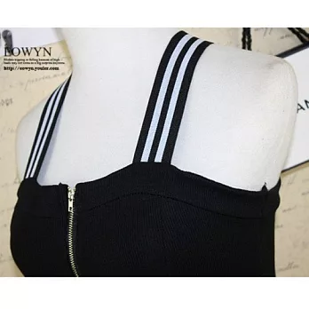 EOWYN．新款韓國2015夏季拉鏈針織交叉吊帶連衣裙/黑色/藍色/L/M/TL001-L99563-50/2色/現貨+預購M黑色