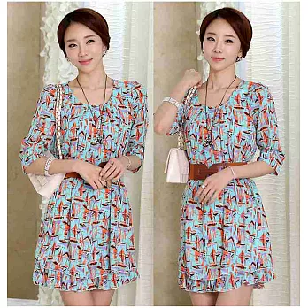 EOWYN.新款韓國實拍2015春夏裝韓版寬鬆碎花雪紡印花連衣裙女裝/紅色/黃色/L/M/XL/TL001-L99648-44/2色/現貨+預購L紅色