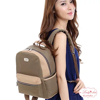 【a Lady ’s真皮】青春學院輕簡立袋後背包(文青卡其)