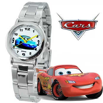 Cars2 世界大賽-閃電麥坤鐵帶錶/兒童錶/卡通錶(藍車)
