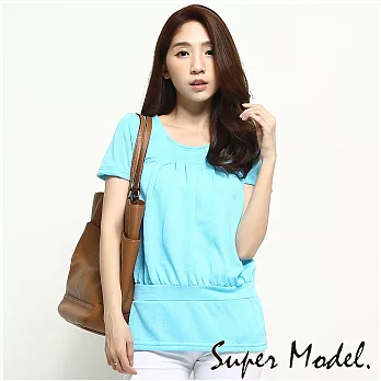 【名模衣櫃】名媛時尚.極簡胸褶高領針織上衣-淺藍(M-XXL適穿)FREE淺藍