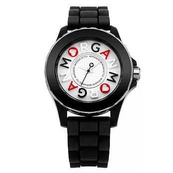 MORGAN 活潑跳躍雙層時尚腕錶-黑
