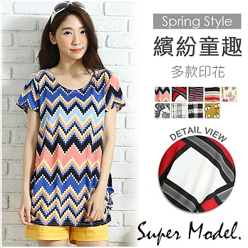 【名模衣櫃】繽紛涼爽印花上衣-共9款FREE藝術波紋