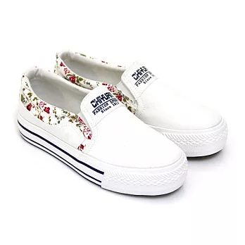【Pretty】繽紛小花厚底帆布懶人鞋36白色