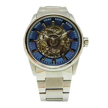 Kenneth Cole 別有藍天鏤空時尚鋼帶機械腕錶-銀-KC10019489