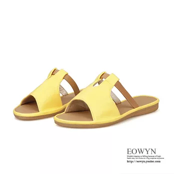 EOWYN.韓版時尚百搭舒適甜美拼色休閒平底拖鞋/涼鞋EMD00795-37/4色/34-39碼現貨+預購黃色34