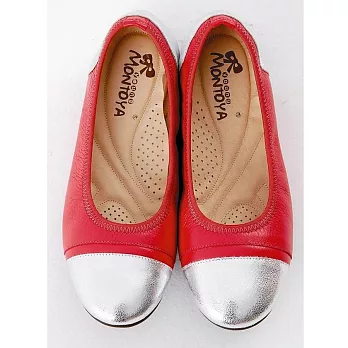 【UH】Montoya - 時尚拼色娃娃鞋35 - 銀紅