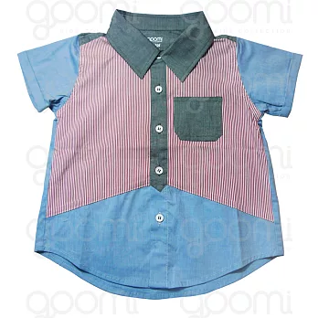 GOOMI台灣第一文創童裝【男童拼接短袖襯衫】1-2Y紅白條