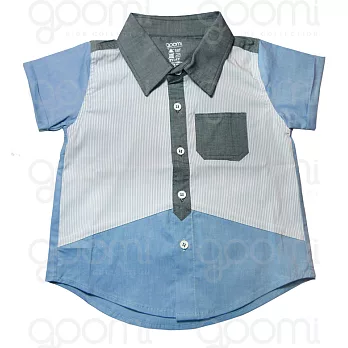 GOOMI台灣第一文創童裝【男童拼接短袖襯衫】2-4Y灰白條