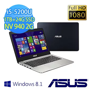 ASUS K401LB-0021A5200U 14吋 i5-5200 NV940 FHD獨顯金屬輕薄美型筆電(送好禮)