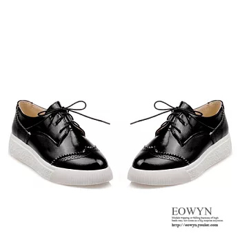 EOWYN.時尚四季新款百搭復古雕花綁帶尖頭休閒平底包鞋/牛津鞋EMD00851-66/3色/34-39碼現貨+預購黑色39