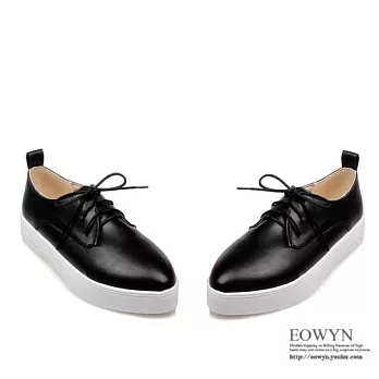 EOWYN.韓版時尚個性百搭尖頭綁帶休閒平底包鞋/紳士鞋EMD00848-64/3色/34-39碼現貨+預購黑色34