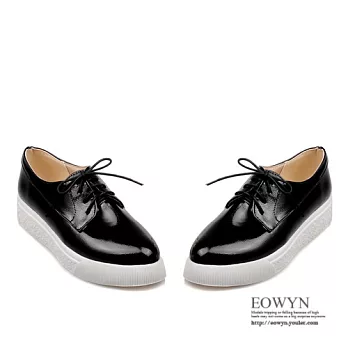 EOWYN.歐美時尚個性百搭休閒綁帶尖頭舒適平底包鞋/紳士鞋EMD00850-64/3色/34-39碼現貨+預購黑色34