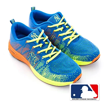 MLB大聯盟洋基 亮彩線條設計避震氣墊運動鞋39藍色