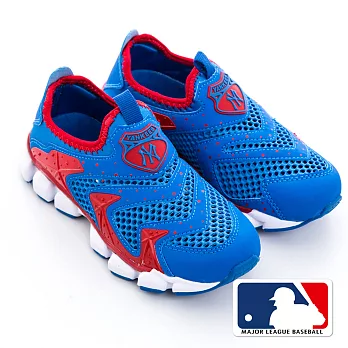 MLB大聯盟洋基 異素材設計避震氣墊運動鞋31藍紅色