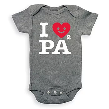 GOOMI台灣第一文創童裝【我愛PAPA】短袖麻花灰包屁衣~6-12M白+紅植絨