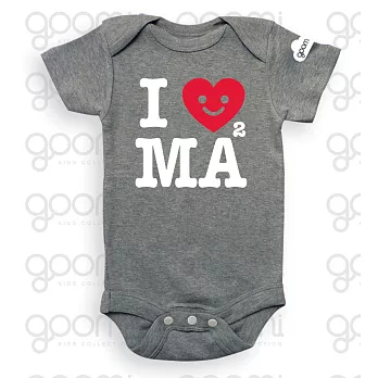 GOOMI台灣第一文創童裝【我愛MAMA】短袖麻花灰包屁衣~0-6M白+紅植絨