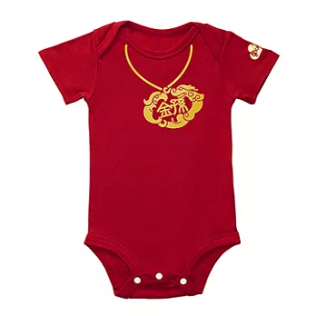 GOOMI台灣第一文創童裝【金孫】短袖暗紅色包屁衣~0-6M金膠