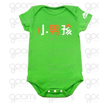 GOOMI台灣第一文創童裝【小男孩】短袖草綠色包屁衣~0-6M白+橘植絨