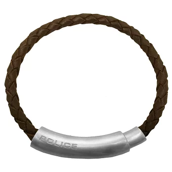 POLICE DOUBLEP磁石皮革手環-咖啡