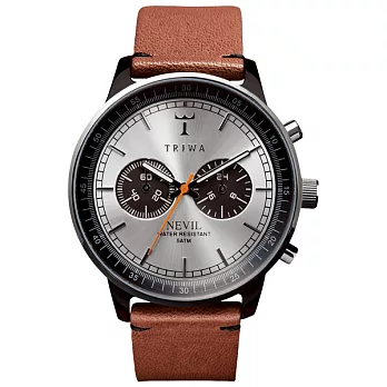 TRIWANevil系列 紳士牛仔兩眼計時腕錶-咖啡