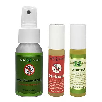 Body Temple防蚊液50ml+清新防蚊滾珠棒9ml+蚊蟲剋星滾珠棒9ml