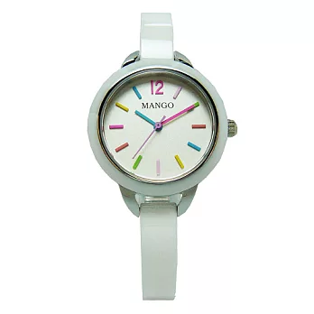 MANGO 星光大道的閃耀陶瓷時尚優質腕錶-白-MA6650L-80