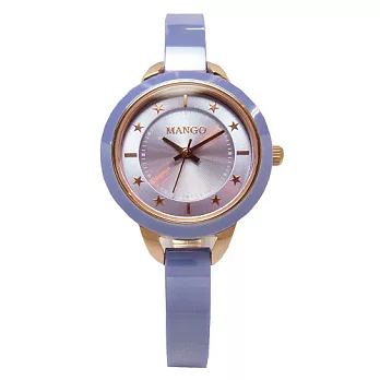 MANGO 星光大道的閃耀陶瓷時尚優質腕錶-紫-MA6650L-74