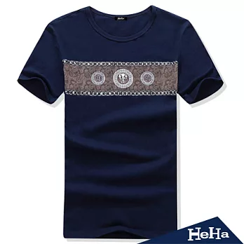 T恤 圓領棉質日系潮男短袖上衣 三色-HeHa-L(藍色)