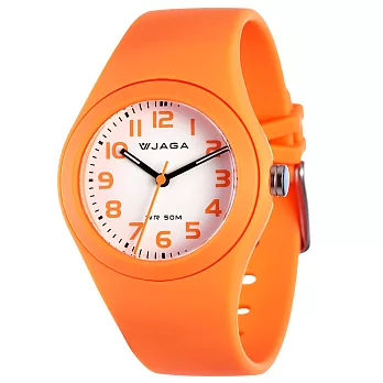 JAGA (捷卡)馬卡龍螢光系列指針錶-AQ912-I(橙)