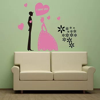 《Smart Design》創意無痕壁貼◆婚禮 8色可選桃紅
