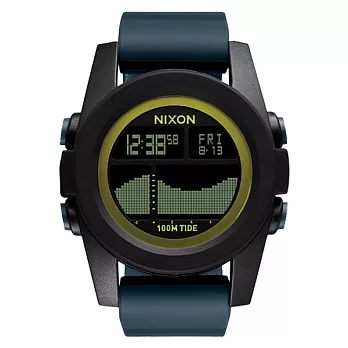 NIXON Unit Tide 飆悍美式軍風運動腕錶-錶帶藍灰