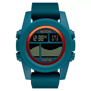 NIXON Unit Tide 飆悍美式軍風運動腕錶-錶帶藍綠