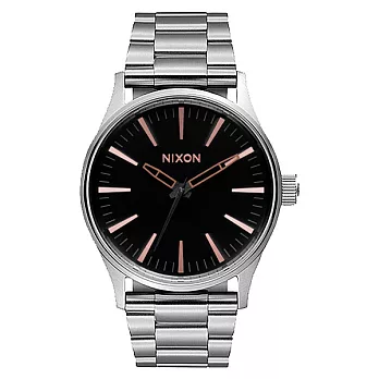 NIXON SENTRY 38 SS 極簡復刻化時尚腕錶-黑X灰