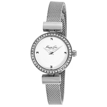 Kenneth Cole 純情瑪莉珍時尚氣質腕錶-銀x米蘭帶