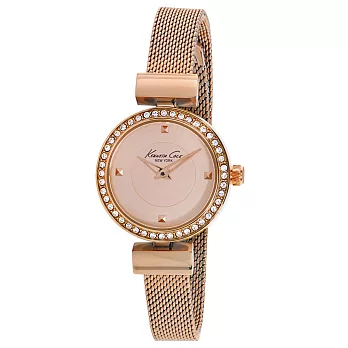 Kenneth Cole 純情瑪莉珍時尚氣質腕錶-玫瑰金x米蘭帶
