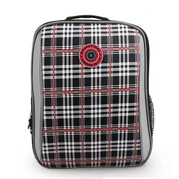 Funnny Kids 經典格紋護脊書包 方格黑