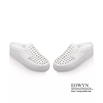 EOWYN.2015時尚新款潮流女鞋韓版休閒圓頭鏤空舒適平底拖鞋/涼鞋EMD00962-65/2色/34-39碼現貨+預購白色34