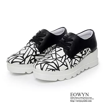 EOWYN.2015歐美時尚新品甜美拼色綁帶舒適百搭休閒坡跟厚底鬆糕包鞋EMD01077-89/2色/34-39碼現貨+預購黑色34