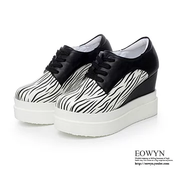 EOWYN.2015歐美時尚新品甜美拼色綁帶舒適百搭休閒坡跟厚底鬆糕包鞋EMD01077-89/2色/34-39碼現貨+預購黑色34