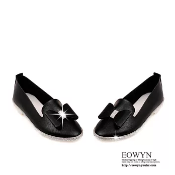 EOWYN.日韓系時尚繽紛性感舒適甜美蝴蝶結水鑽圓頭百搭平底包鞋/娃娃鞋EMD01110-69/3色/34-39碼現貨+預購黑色34