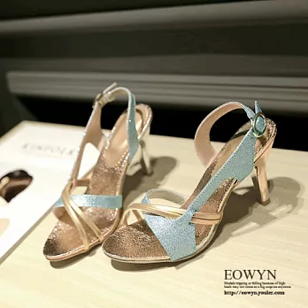 EOWYN.歐美時尚個性顯瘦性感優雅編織鏤空釦環百搭細高跟涼鞋EMD01119-53/3色/34-39碼現貨+預購藍色34