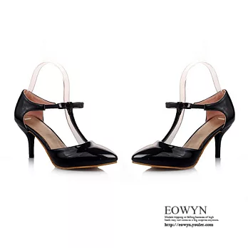 EOWYN.2015韓版大牌範漆皮可愛風OL甜美蝴蝶結百搭細跟T字涼鞋EMD01121-54/4色/34-39碼現貨+預購黑色34