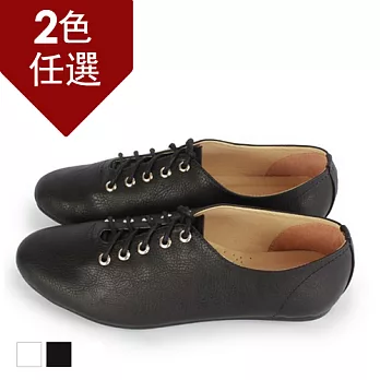 FUFA MIT簡約荔枝紋皮質休閒鞋(FE46)-共兩色23黑