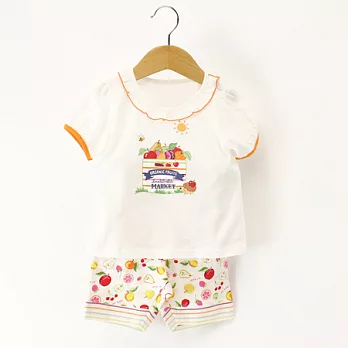 【愛的世界】公主袖印圖套裝-台灣製-80米白色