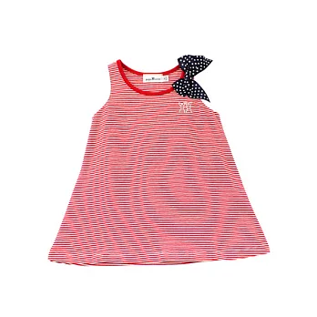 【愛的世界】橫紋圓領背心洋裝-台灣製-80紅色