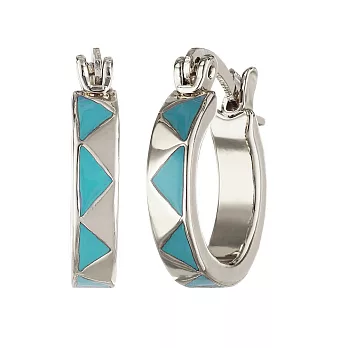 House of Harlow 1960 水藍琺瑯迷你圓銀色耳環 Mini Huggies