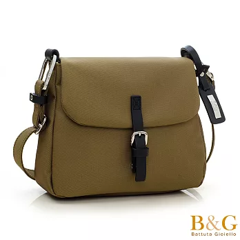 【B&G】義大利牛皮掀蓋文青風二用包(深橄欖金)