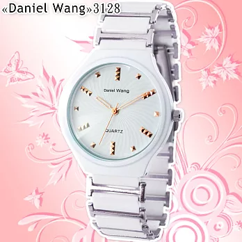 【Daniel Wang】時尚設計款-3128甜心馬卡龍造型錶-玫瑰金釘(白色)
