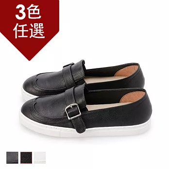 FUFA 簡約皮感舒適休閒鞋 (FO03)-共三色24.5黑